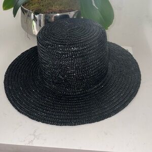 Black Lack of Color Tall Straw Hat